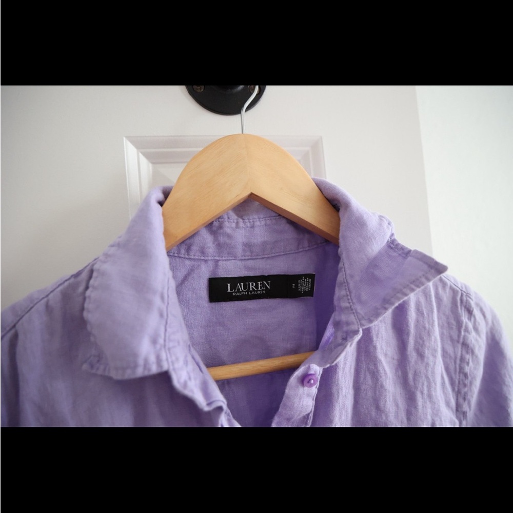 Ralph Lauren Purple Buttoned Tie Front Midi Dress - Picture 3 of 5